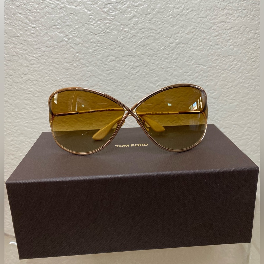 Tom Ford Miranda metal butterfly sunglasses rose gold frame/brown lenses 100%UV